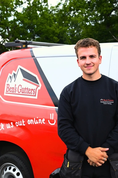 Our local gutter cleaner in Brighton and Hove standing beside company vehicle